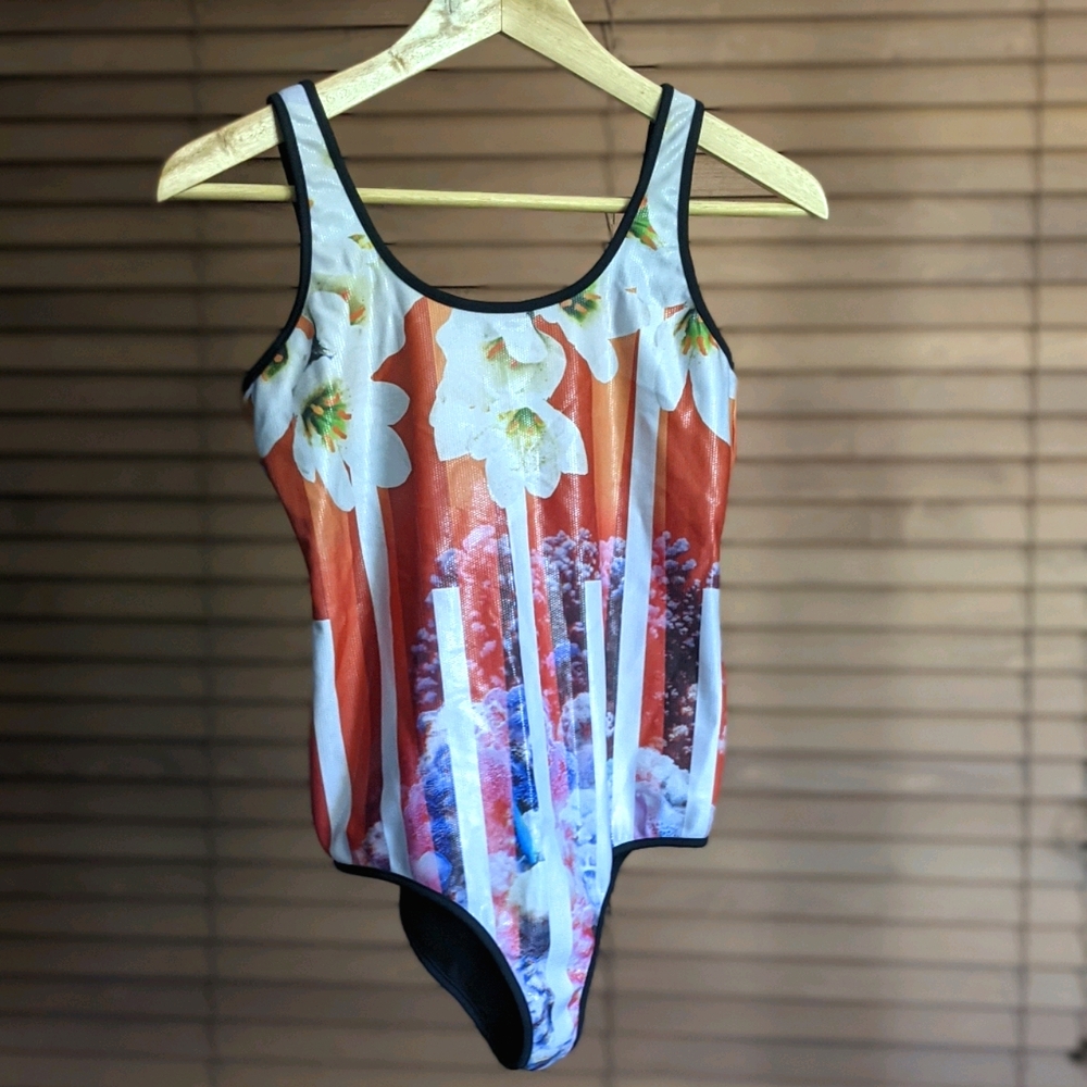 NWOT Clover Canyon swimsuit floral and coral print